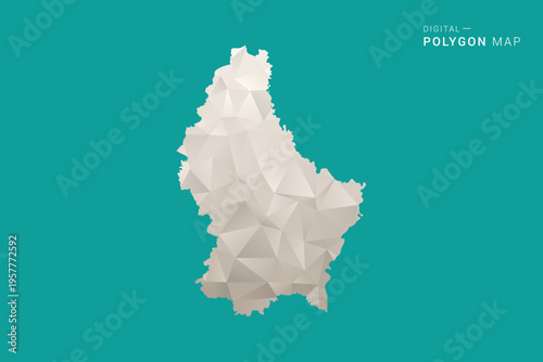 Luxembourg Map - Green and Gray Polygon Vector Illustration, Low Poly Geometric Design with Clean Minimal Style on Solid Background for Infographic Use.