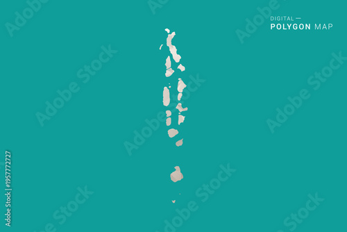 Maldives Map - Green and Gray Polygon Vector Illustration, Low Poly Geometric Design with Clean Minimal Style on Solid Background for Infographic Use.