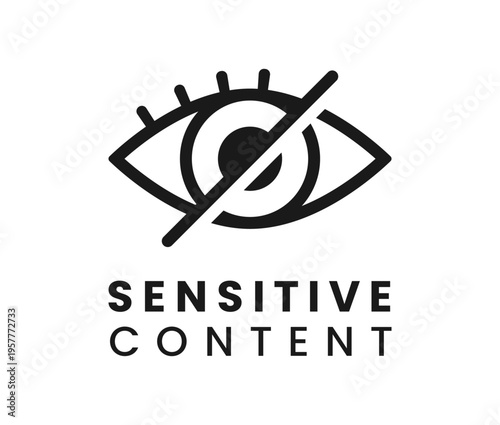 Sensitive content, restricted media icon or symbol. Sensitive content or web material pictogram, graphic restricted photo warning symbol. Hidden password or media icon