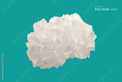 Macedonia Map - Green and Gray Polygon Vector Illustration, Low Poly Geometric Design with Clean Minimal Style on Solid Background for Infographic Use.