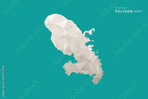 Martinique Map - Green and Gray Polygon Vector Illustration, Low Poly Geometric Design with Clean Minimal Style on Solid Background for Infographic Use.