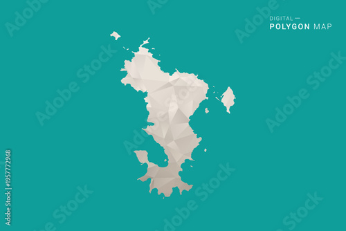 Mayotte Map - Green and Gray Polygon Vector Illustration, Low Poly Geometric Design with Clean Minimal Style on Solid Background for Infographic Use.
