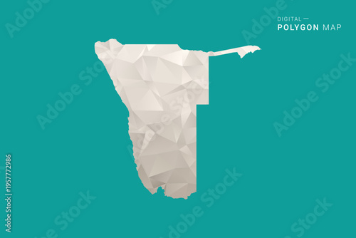 Namibia Map - Green and Gray Polygon Vector Illustration, Low Poly Geometric Design with Clean Minimal Style on Solid Background for Infographic Use.
