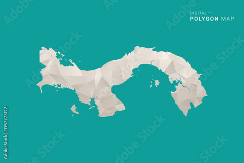 Panama Map - Green and Gray Polygon Vector Illustration, Low Poly Geometric Design with Clean Minimal Style on Solid Background for Infographic Use.