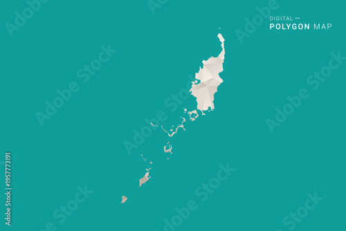 Palau Map - Green and Gray Polygon Vector Illustration, Low Poly Geometric Design with Clean Minimal Style on Solid Background for Infographic Use.