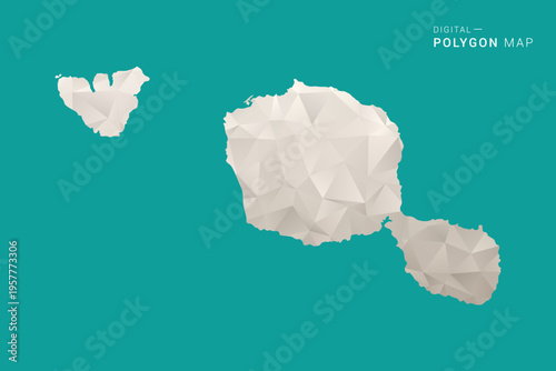 French Polynesia Map - Green and Gray Polygon Vector Illustration, Low Poly Geometric Design with Clean Minimal Style on Solid Background for Infographic Use.
