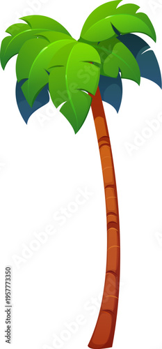 Pirate icon, palm tree of Caribbean island and corsairs piracy, cartoon vector. Palm tree exotic tropical plant of African jungle forest for marine adventure pirate icon or corsairs island game asset