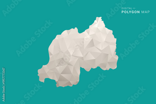 Rwanda Map - Green and Gray Polygon Vector Illustration, Low Poly Geometric Design with Clean Minimal Style on Solid Background for Infographic Use.