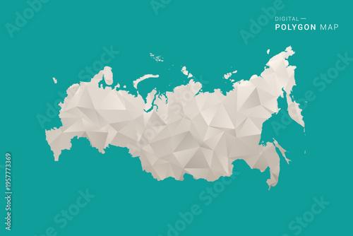 Russia Map - Green and Gray Polygon Vector Illustration, Low Poly Geometric Design with Clean Minimal Style on Solid Background for Infographic Use.