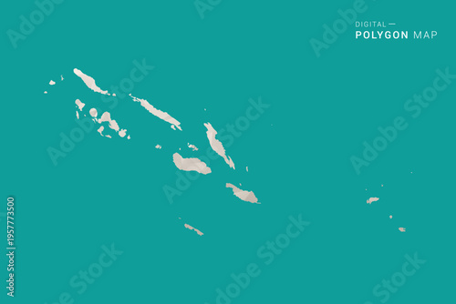 Solomon Islands Map - Green and Gray Polygon Vector Illustration, Low Poly Geometric Design with Clean Minimal Style on Solid Background for Infographic Use.