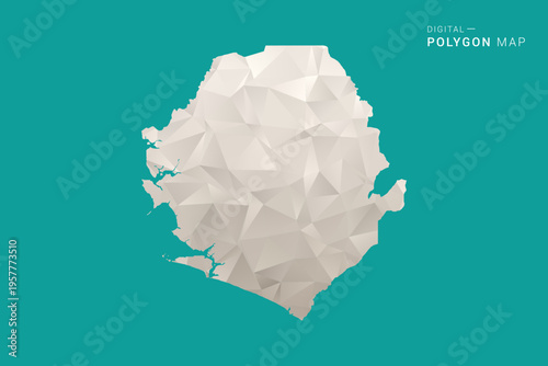 Sierra Leone Map - Green and Gray Polygon Vector Illustration, Low Poly Geometric Design with Clean Minimal Style on Solid Background for Infographic Use.