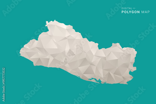 El Salvador Map - Green and Gray Polygon Vector Illustration, Low Poly Geometric Design with Clean Minimal Style on Solid Background for Infographic Use.