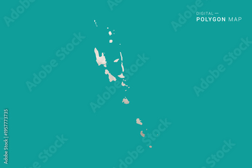 Vanuatu Map - Green and Gray Polygon Vector Illustration, Low Poly Geometric Design with Clean Minimal Style on Solid Background for Infographic Use.
