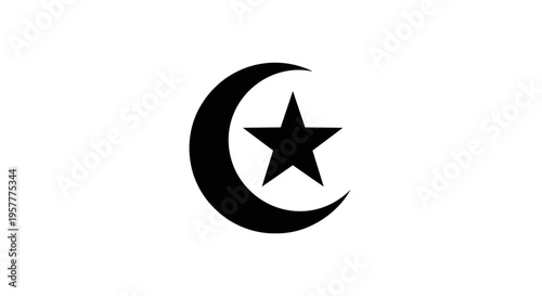 Crescent Moon with Star Symbol Icon.
