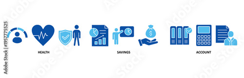 HSA icon set illustration contain health, savings and account.