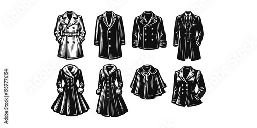 Collection of vintage style coats and jackets for men and women