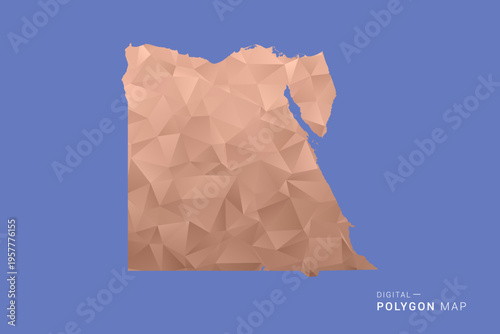 Egypt Map - Orange Polygon Vector Illustration on Deep Blue Background, Low Poly Geometric Design, Modern Abstract Country Silhouette for Infographics and Presentation Use.