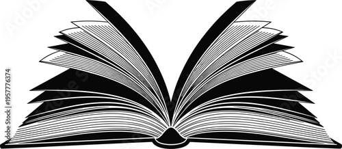 Vector Illustration of an Open Book with Pages for Education, Literature, and Reading Design Projects
