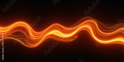 Bright abstract orange background vector illustration with glowing yellow waves and fire flame curves creating a dynamic energy pattern and motion texture for a light backdrop wallpaper design