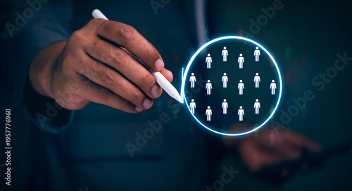 Niche marketing and personalization concept. Marketing segmentation strategy and consumer analysis. Marketers select target customer groups to analyze target customer data. selecting audience insights