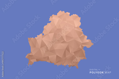 Belarus Map - Orange Polygon Vector Illustration on Deep Blue Background, Low Poly Geometric Design, Modern Abstract Country Silhouette for Infographics and Presentation Use.