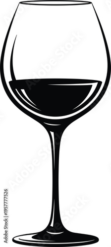 Vector Illustration of a Wine Glass for Beverage, Alcohol, and Dining Design Projects