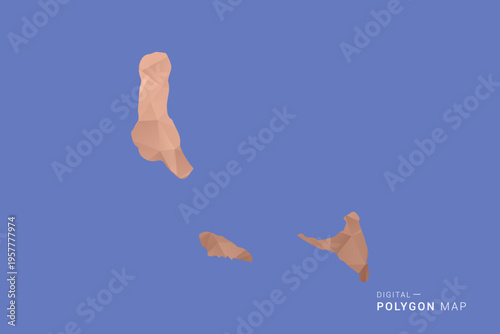 Comoros Map - Orange Polygon Vector Illustration on Deep Blue Background, Low Poly Geometric Design, Modern Abstract Country Silhouette for Infographics and Presentation Use.