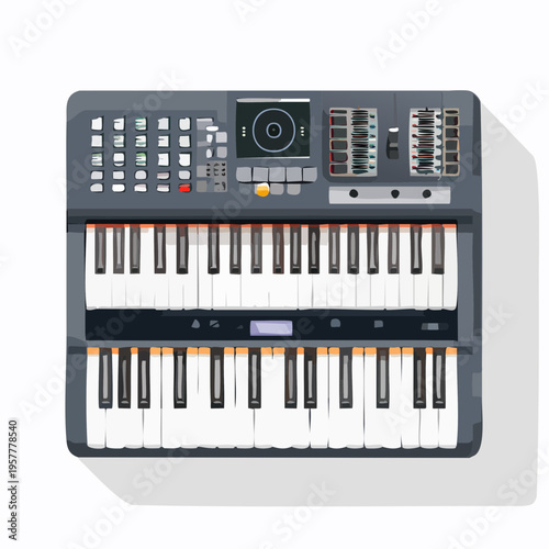 Double keyboard synthesizer with controls