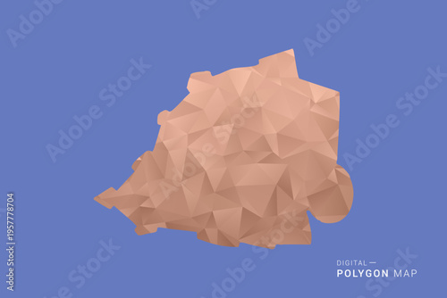 Holy See Map - Orange Polygon Vector Illustration on Deep Blue Background, Low Poly Geometric Design, Modern Abstract Country Silhouette for Infographics and Presentation Use.