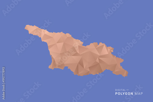 Georgia Map - Orange Polygon Vector Illustration on Deep Blue Background, Low Poly Geometric Design, Modern Abstract Country Silhouette for Infographics and Presentation Use.