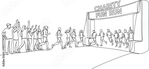 group of people running marathon with spectators