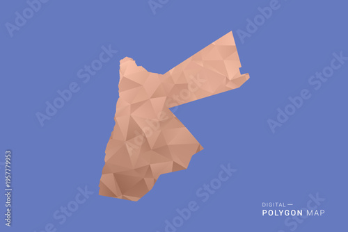 Jordan Map - Orange Polygon Vector Illustration on Deep Blue Background, Low Poly Geometric Design, Modern Abstract Country Silhouette for Infographics and Presentation Use.