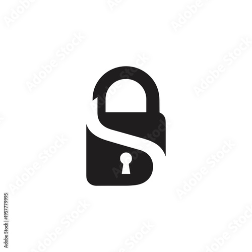 Black Padlock with Keyhole Icon Symbol 1.