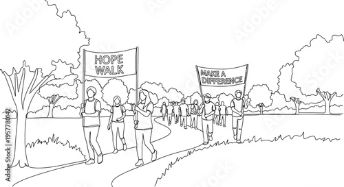 protesters marching on road with signs