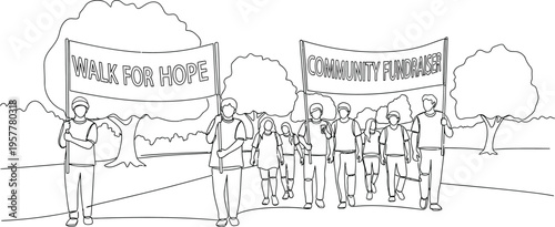 protesters holding banners in a demonstration