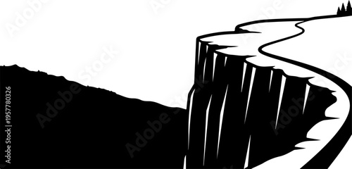 Black silhouette landscape vector illustration