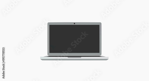 Vector illustration of a silver laptop with a black screen