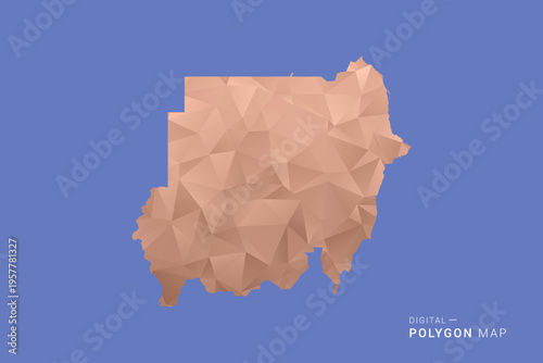 Sudan Map - Orange Polygon Vector Illustration on Deep Blue Background, Low Poly Geometric Design, Modern Abstract Country Silhouette for Infographics and Presentation Use.
