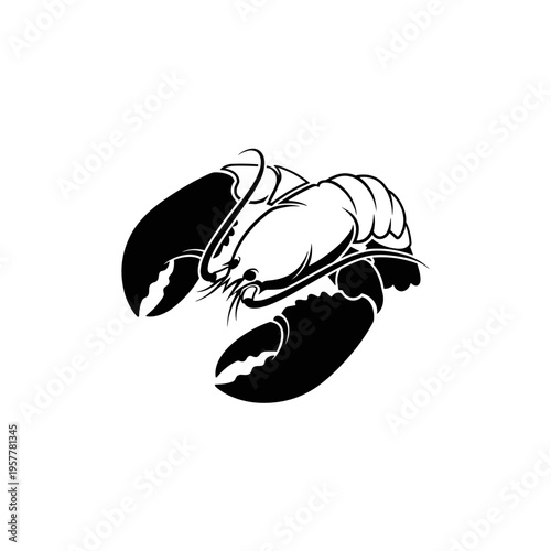 Black and white crab claw illustration.