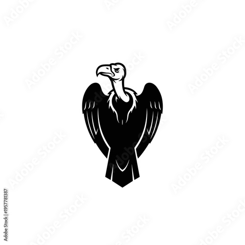 Black and white eagle bird icon.