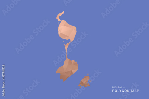 Saint Pierre and Miquelon Map - Orange Polygon Vector Illustration on Deep Blue Background, Low Poly Geometric Design, Modern Abstract Country Silhouette for Infographics and Presentation Use.