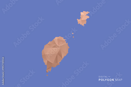 Sao Tome and Principe Map - Orange Polygon Vector Illustration on Deep Blue Background, Low Poly Geometric Design, Modern Abstract Country Silhouette for Infographics and Presentation Use.