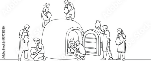 people building a hut