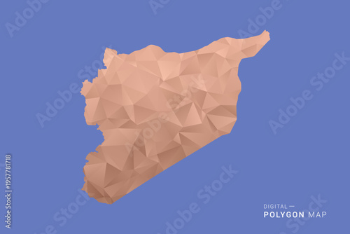 syria Map - Orange Polygon Vector Illustration on Deep Blue Background, Low Poly Geometric Design, Modern Abstract Country Silhouette for Infographics and Presentation Use.