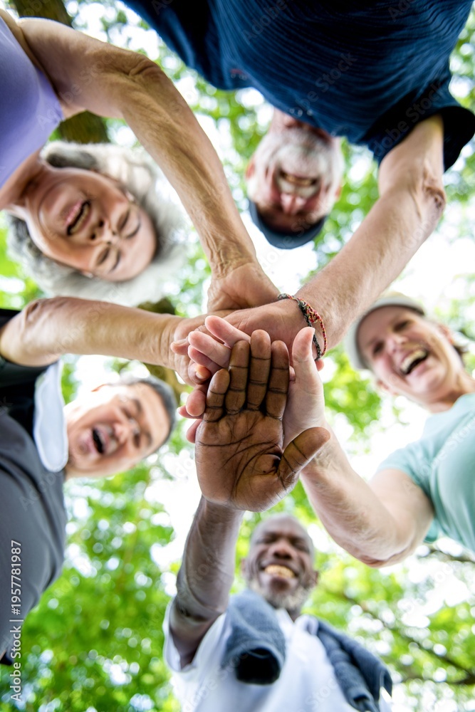 Fototapeta premium Joyful seniors bonding outdoors