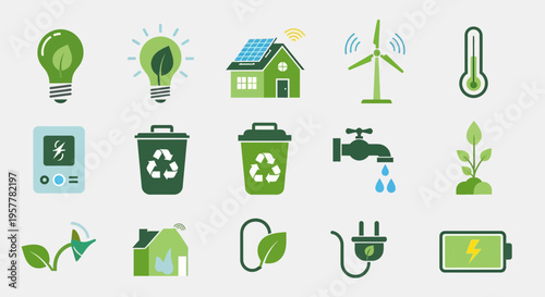 Eco friendly icons for sustainable living.