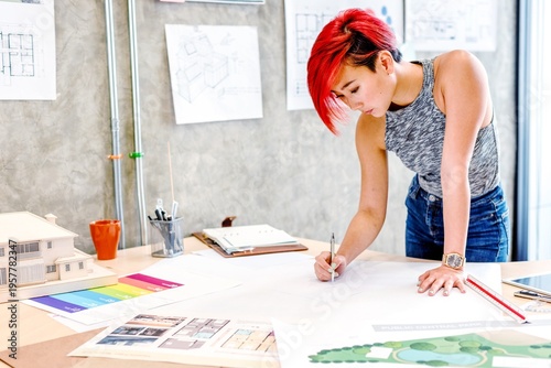 Tableau sur toile Architect designs creative project.