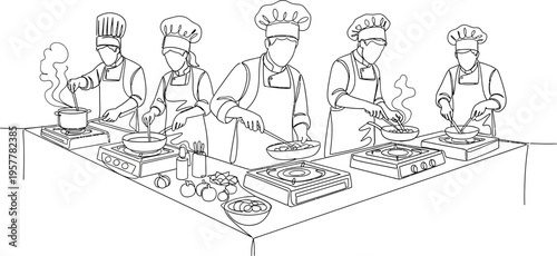 chefs preparing food in kitchen