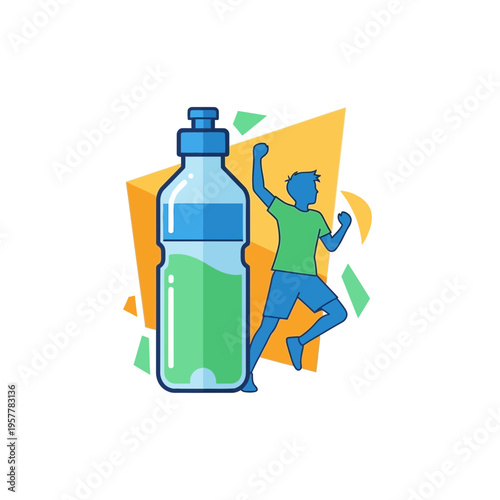 Man running with a water bottle.