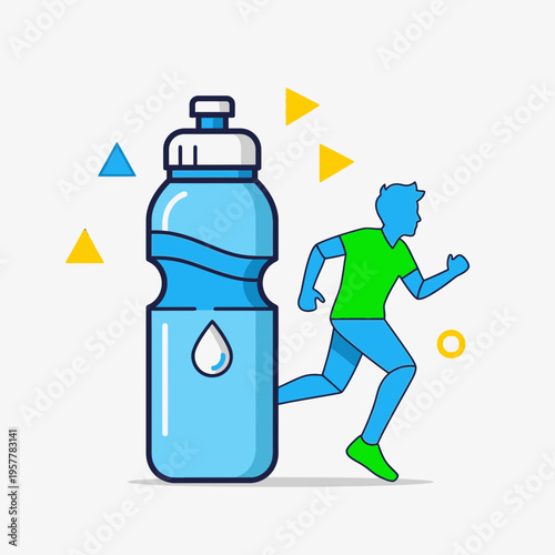 Man running with a water bottle.